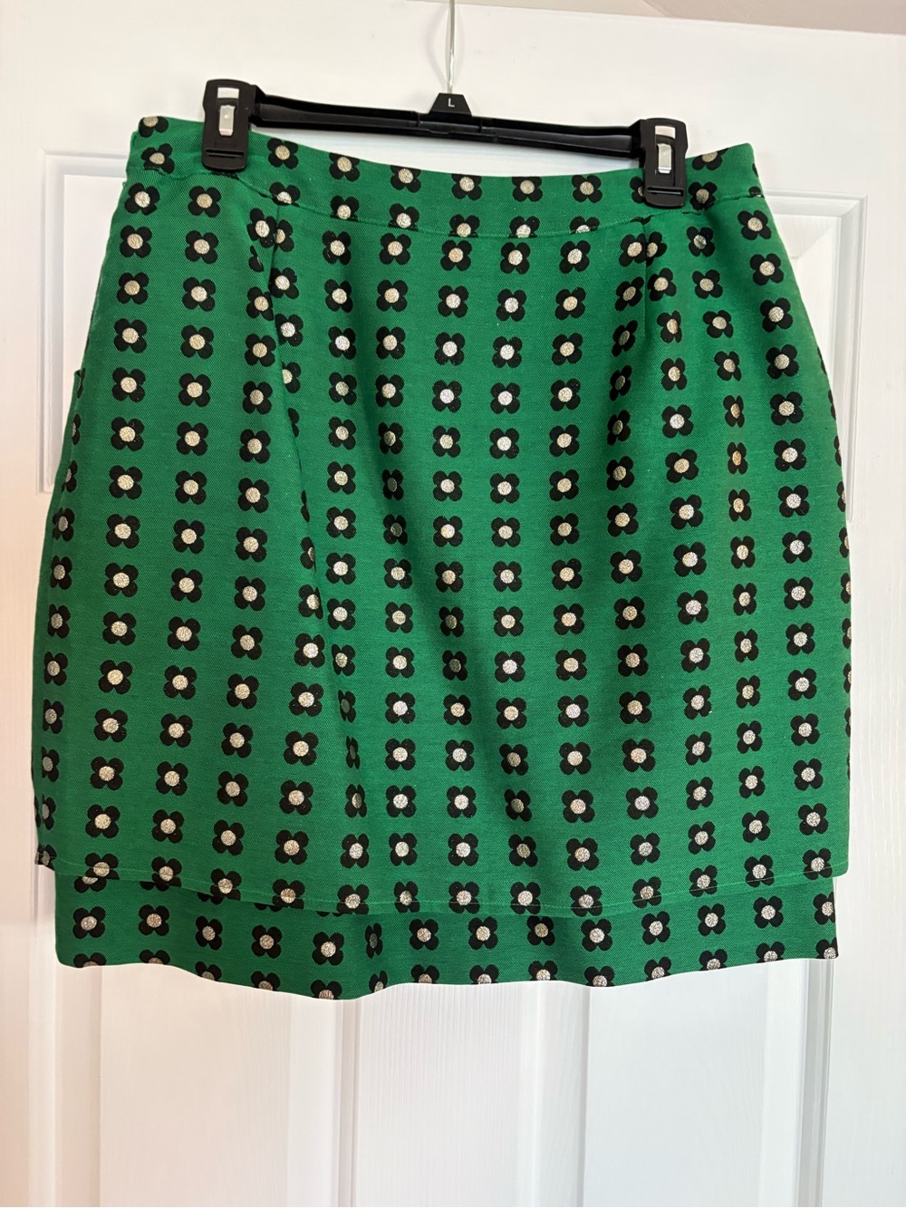 HD in Paris Anthropologie Green Floral Jacquard Skirt Size 10 - Picture 2 of 4